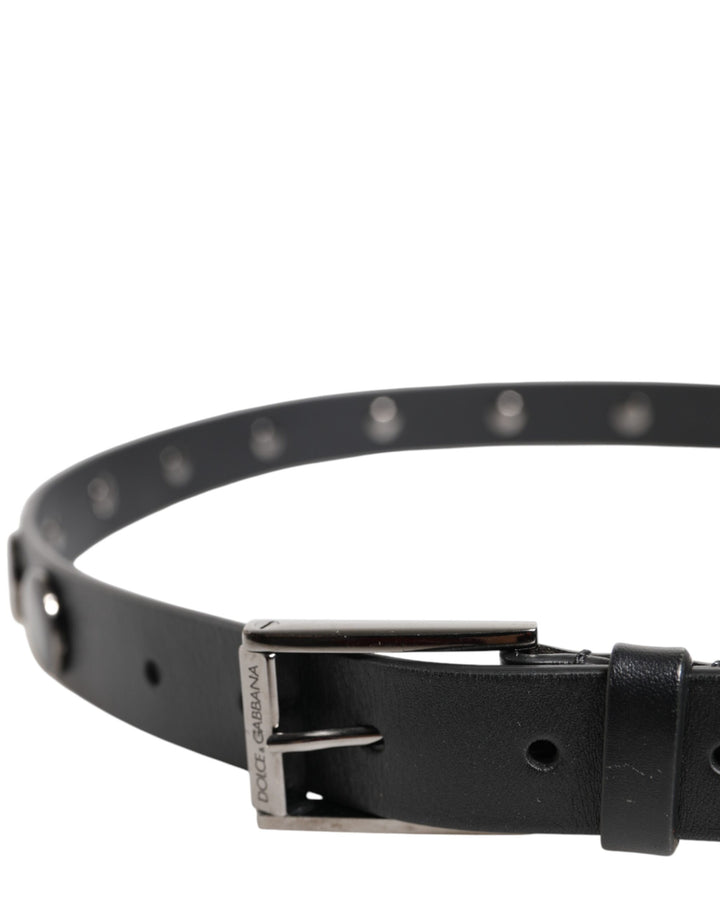 Black Luxury Leather DG Studs Buckle Belt