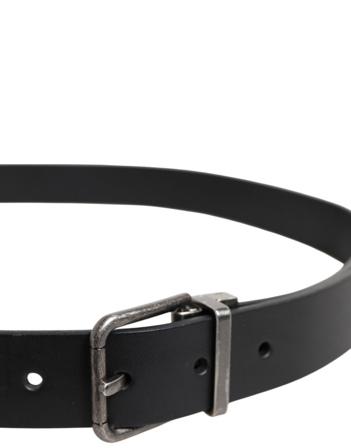Black Classic Leather Metal Buckle Belt