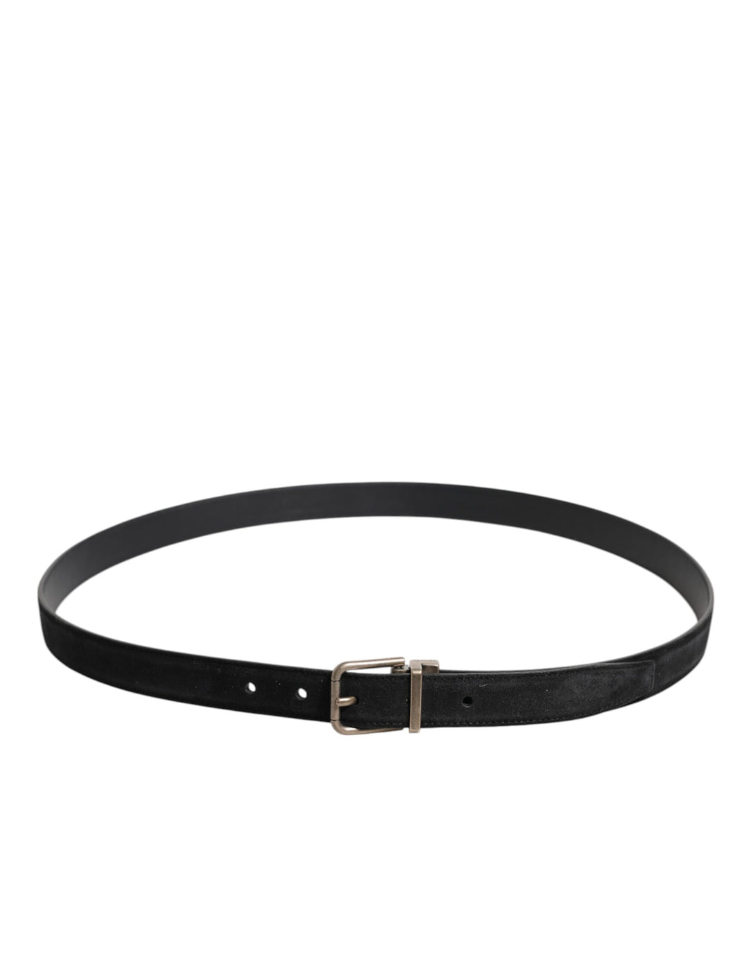Black Calf Leather Classic Metal Buckle Belt
