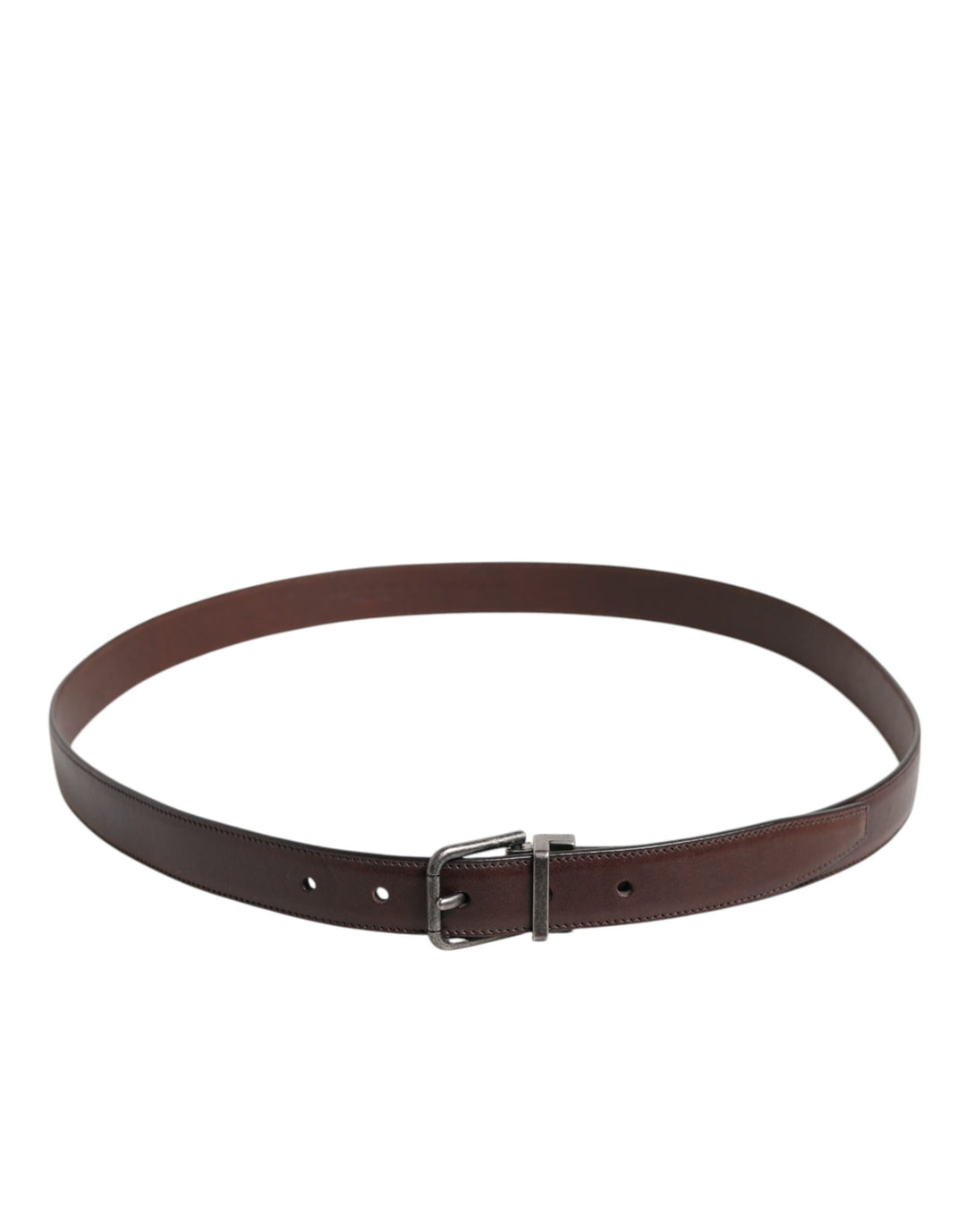Brown Classic Calf Leather Metal Buckle Belt
