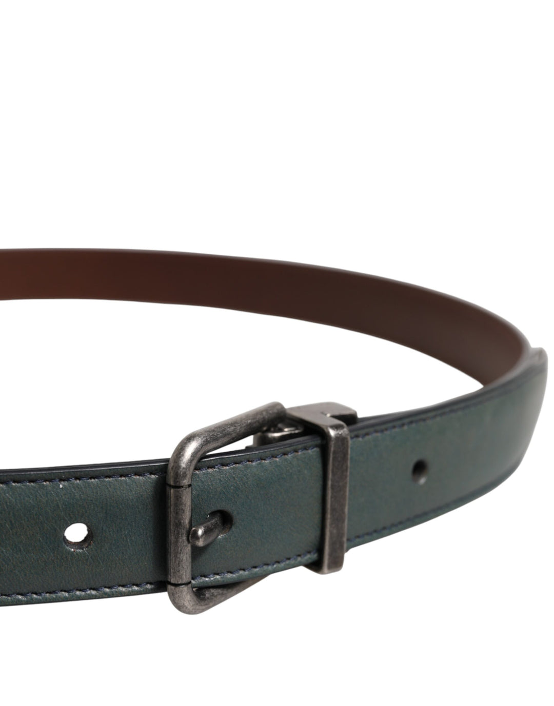 Green Classic Leather Metal Buckle Belt