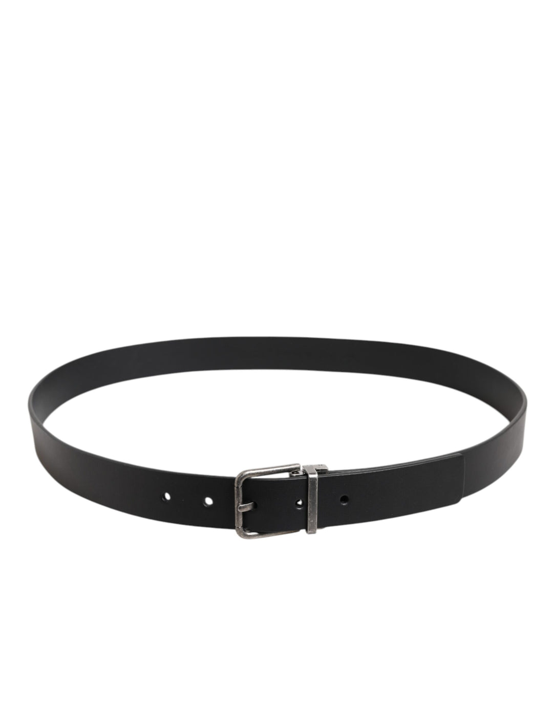 Black Classic Leather Metal Buckle Belt