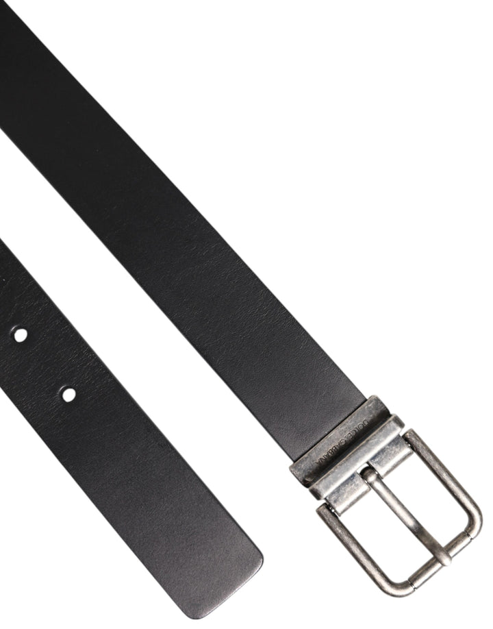 Black Classic Leather Metal Buckle Belt