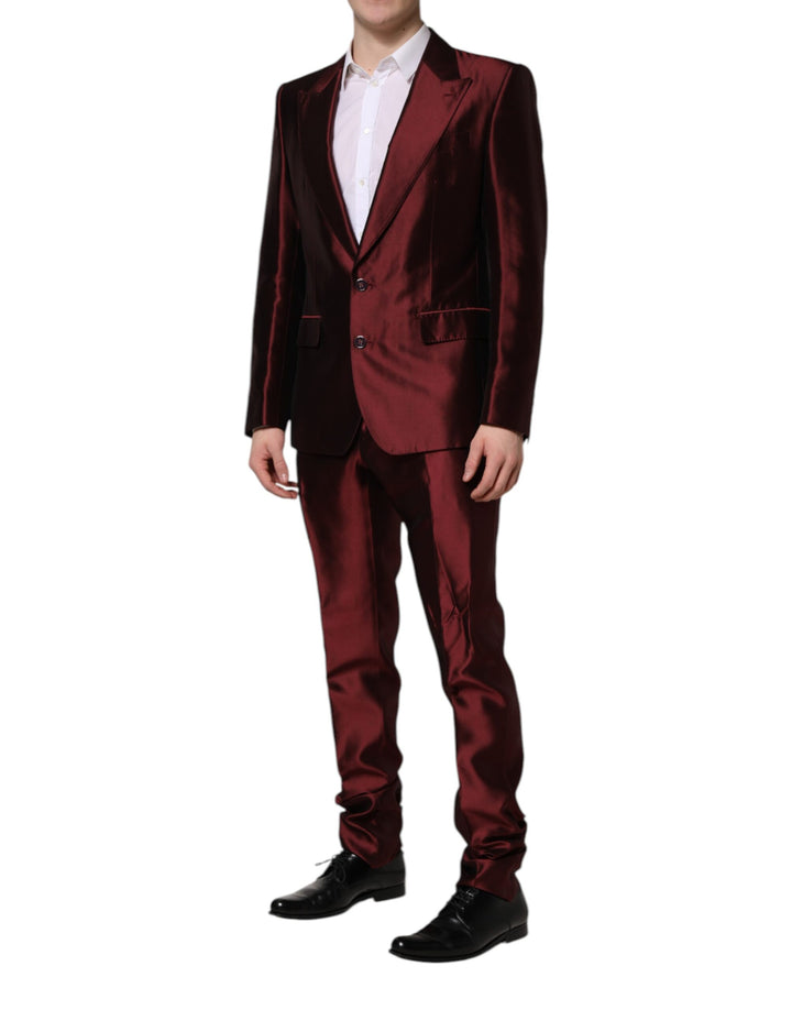 Bordeaux Silk 2 Piece Single Breasted Suit