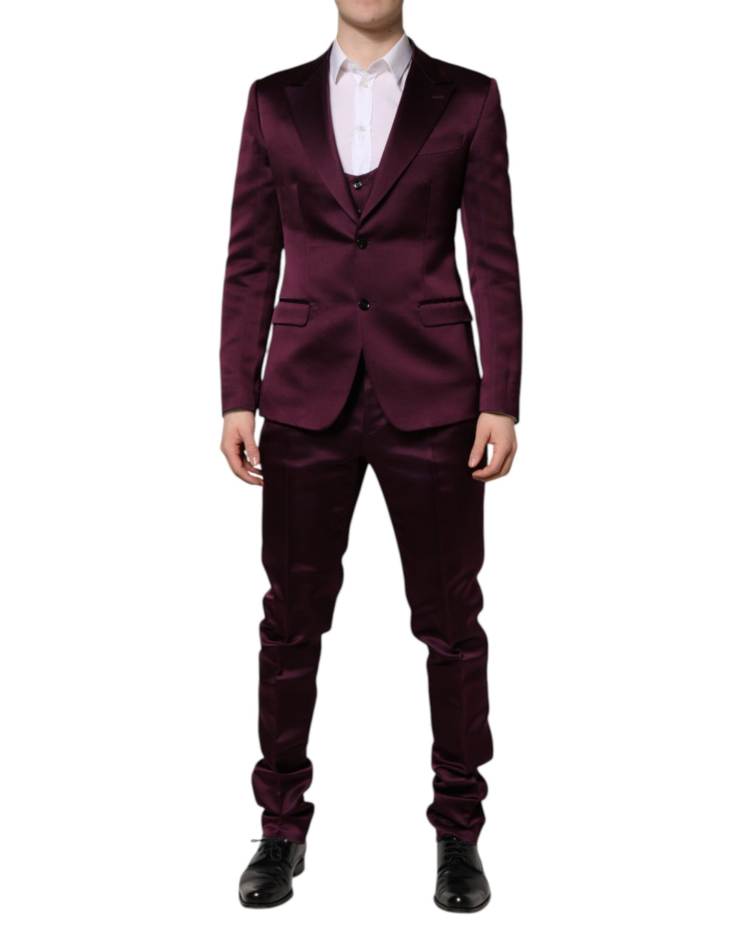 Dark Purple Silk 3Piece Single Breasted Suit