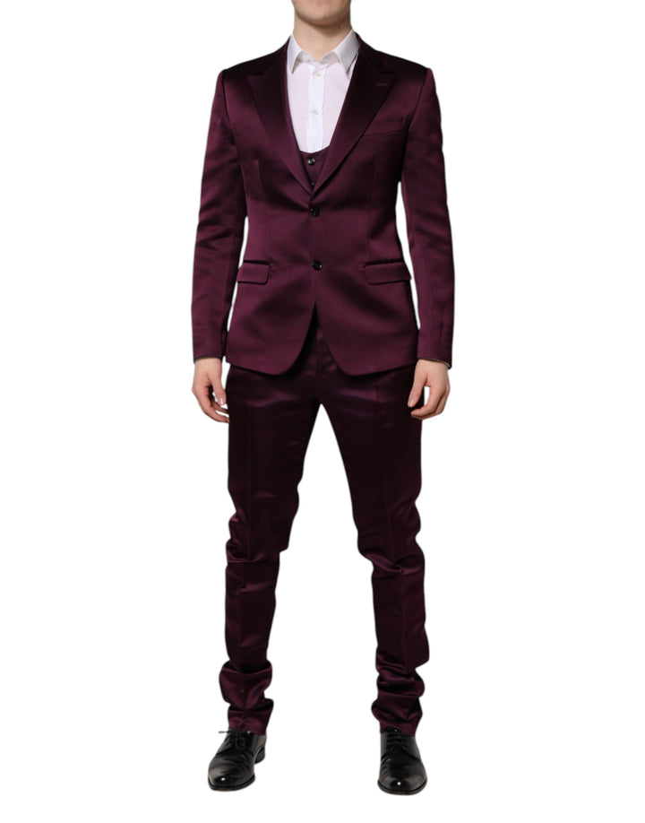 Dark Purple Silk 3Piece Single Breasted Suit