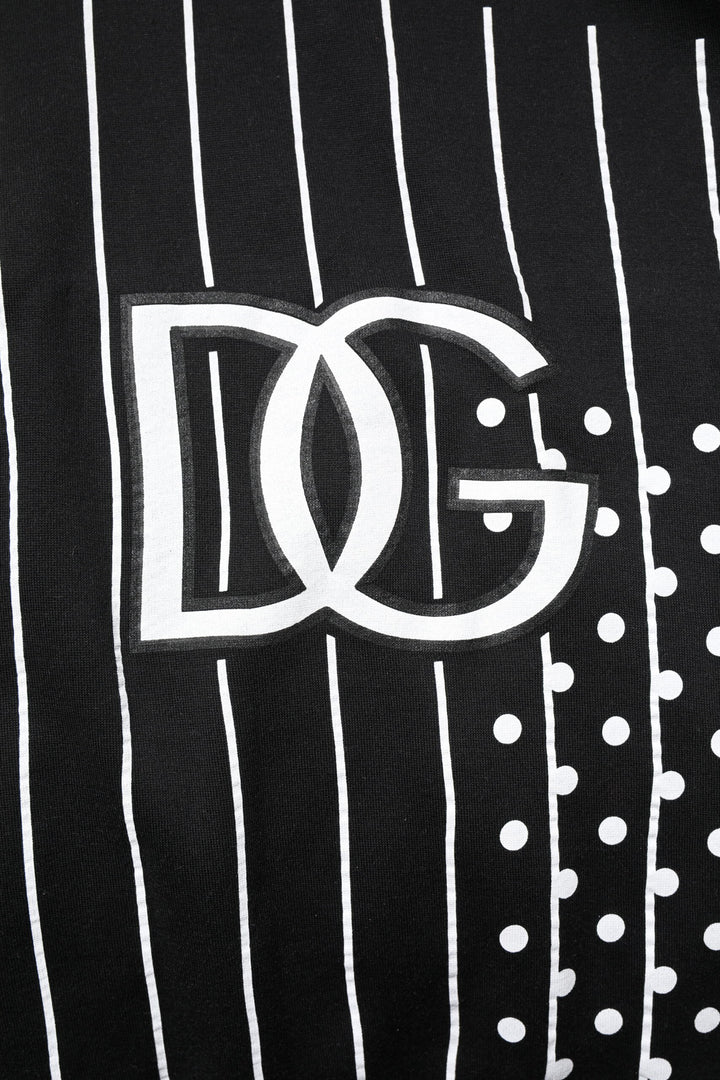 Dolce & Gabbana Black White Stripe Hooded Sweatshirt Sweater