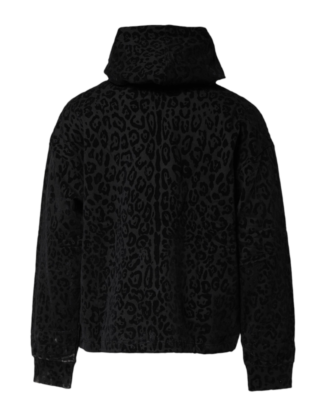 Black Leopard Full Zip Hooded Sweatshirt Sweater
