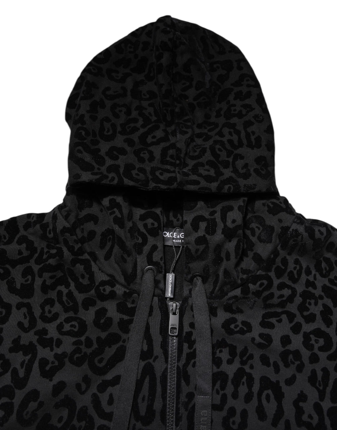 Black Leopard Full Zip Hooded Sweatshirt Sweater
