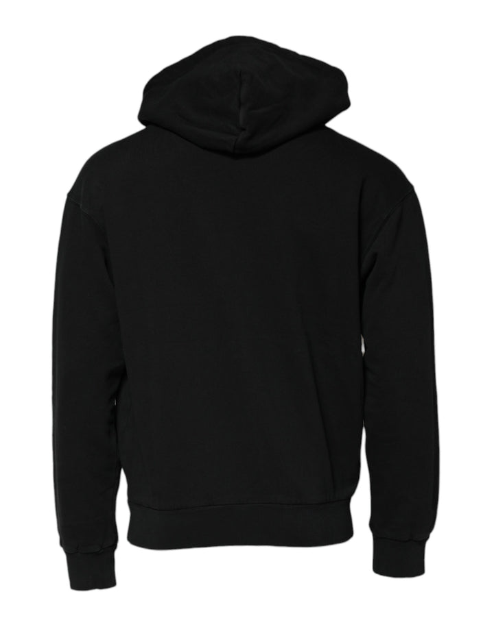 Black Logo Full Zip Hooded Men Sweatshirt Sweater