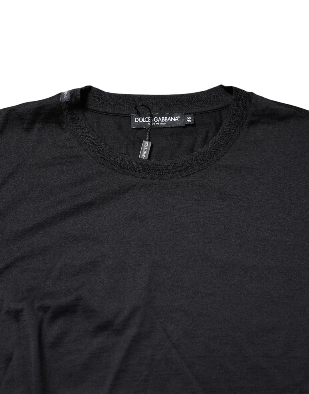 Dark Blue Silk Crew Neck Men Pullover Sweater