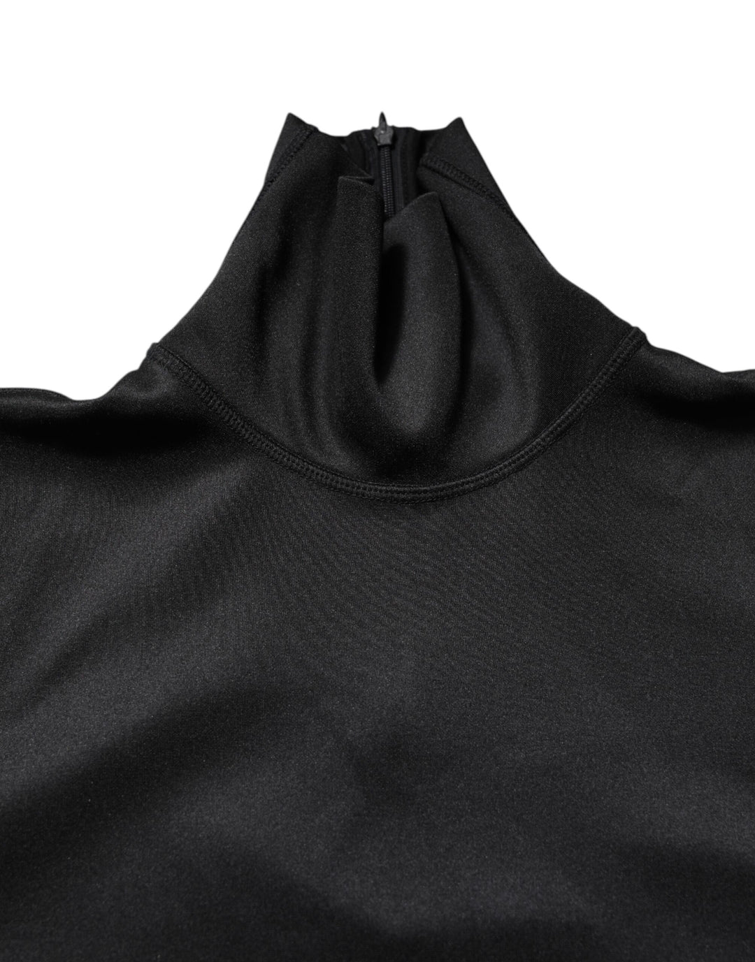 Black Polyester Turtleneck Pullover Sweater