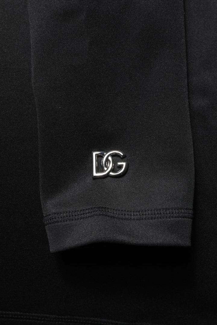 Black Polyester Turtleneck Pullover Sweater