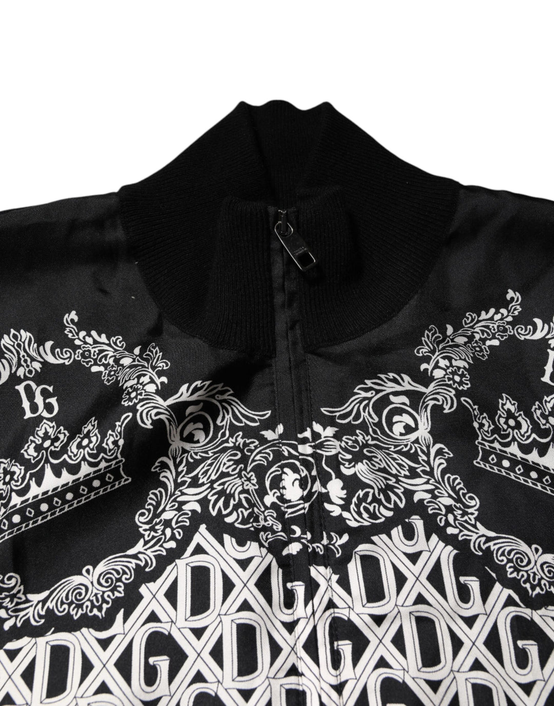 Black White Bandana Print Full Zip Sweater