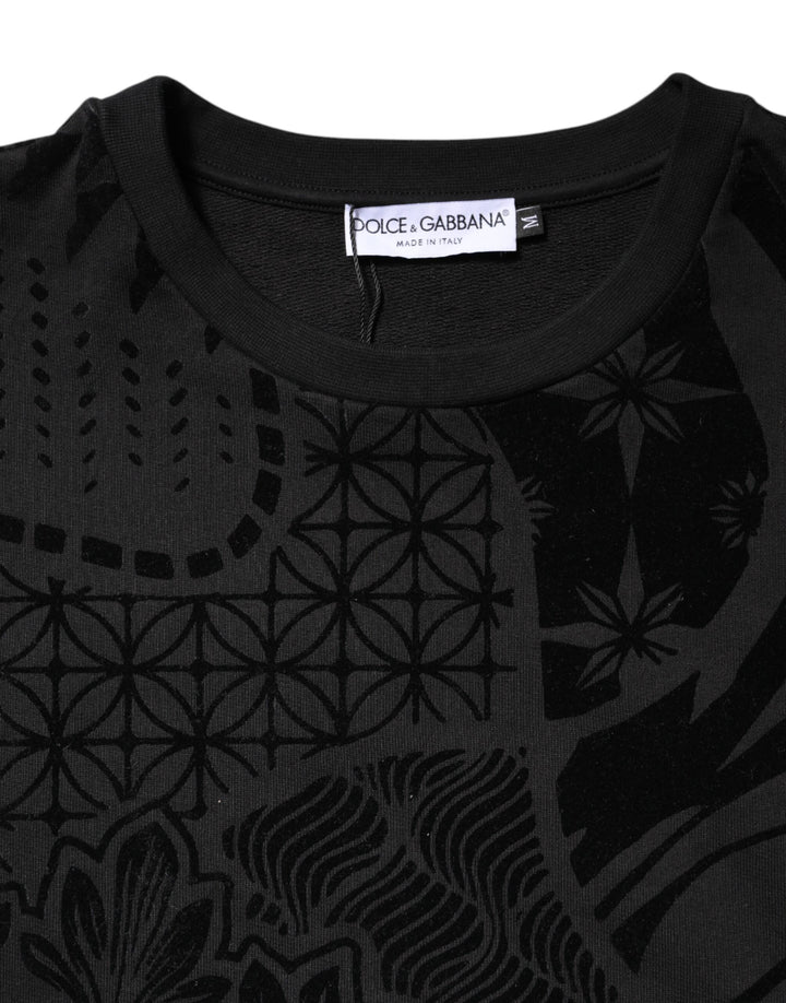 Black Printed Crew Neck Sweatshirt Sweater