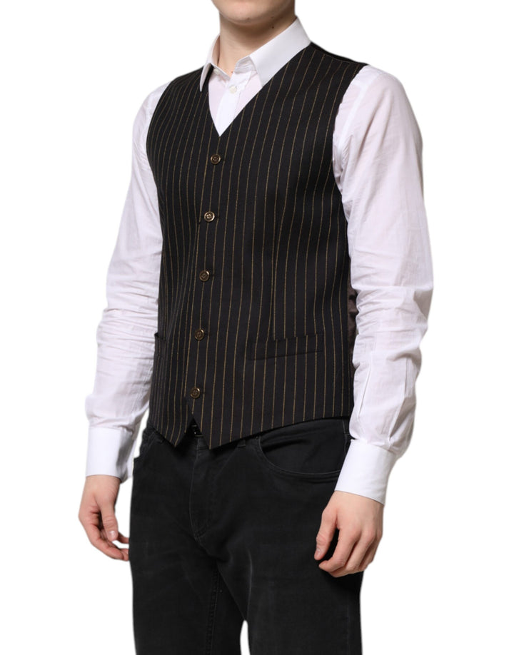 Black Stripes Wool Formal Men Waistcoat Vest
