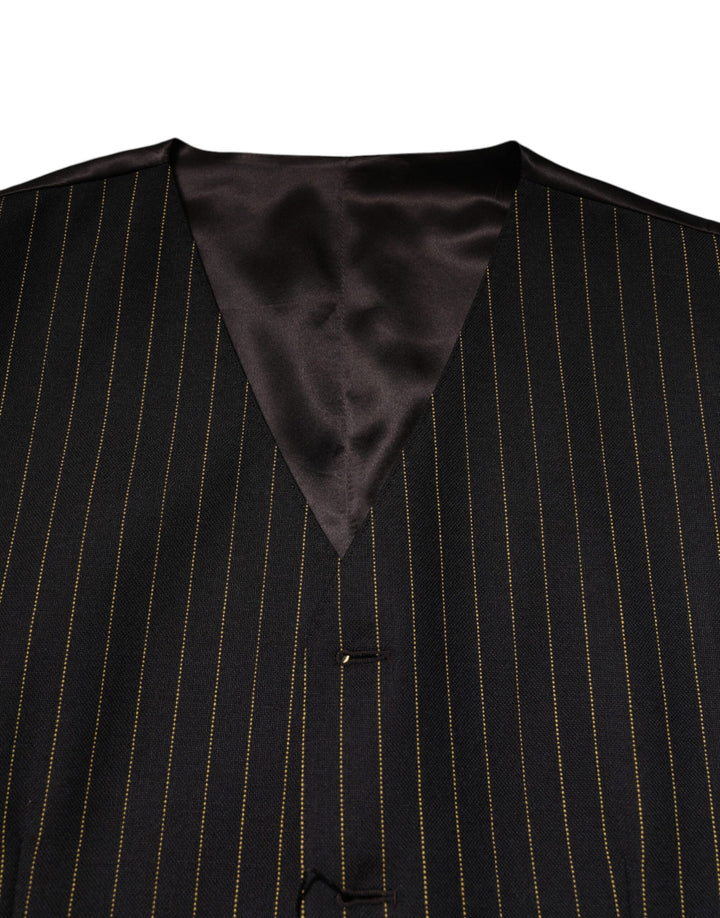 Black Stripes Wool Formal Men Waistcoat Vest