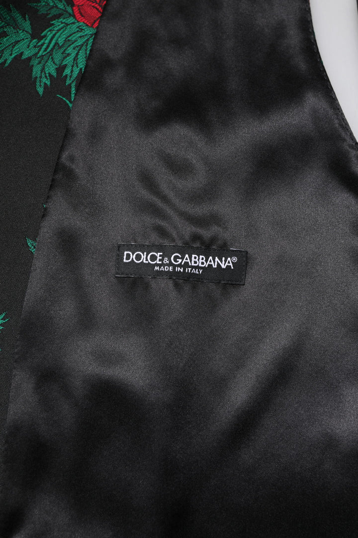 Red Floral Brocade Formal Men Waistcoat Vest