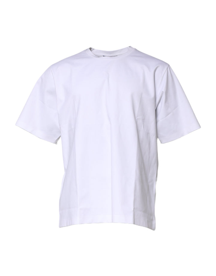 White Cotton Short Sleeves Crew Neck T-shirt