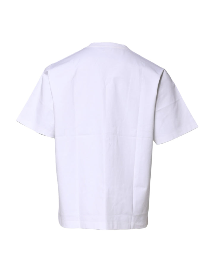 White Cotton Short Sleeves Crew Neck T-shirt