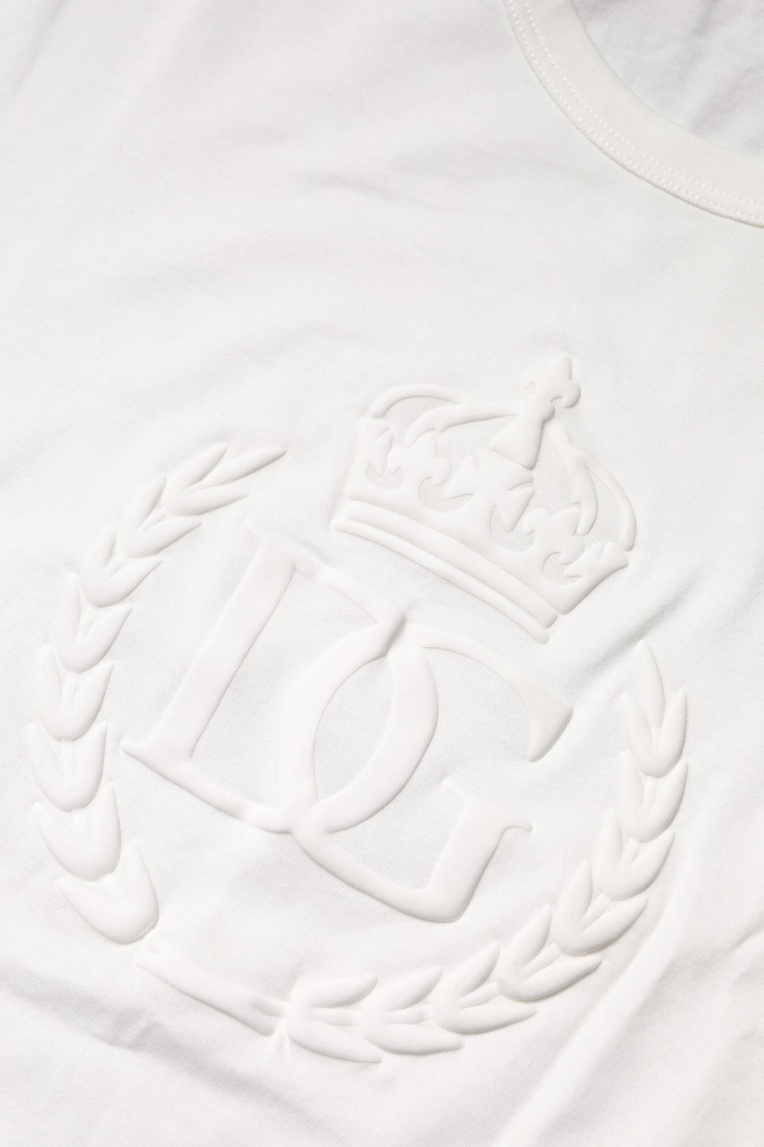 White Cotton DG Crown Embossed T-shirt