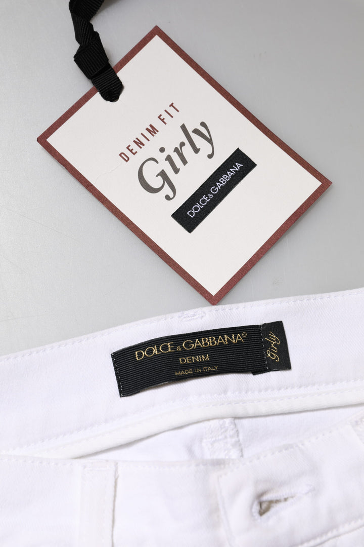 White Floral Sequined GIRLY Denim Jeans