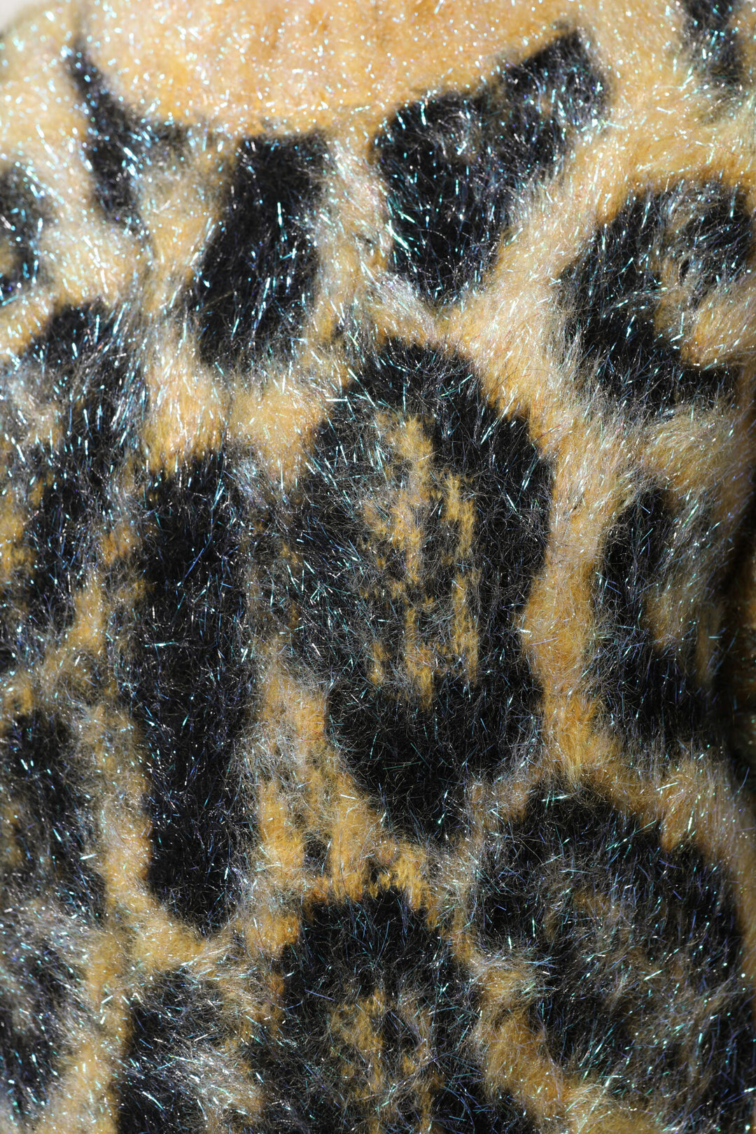 Multicolor Leopard Mohair Crew Neck Sweater