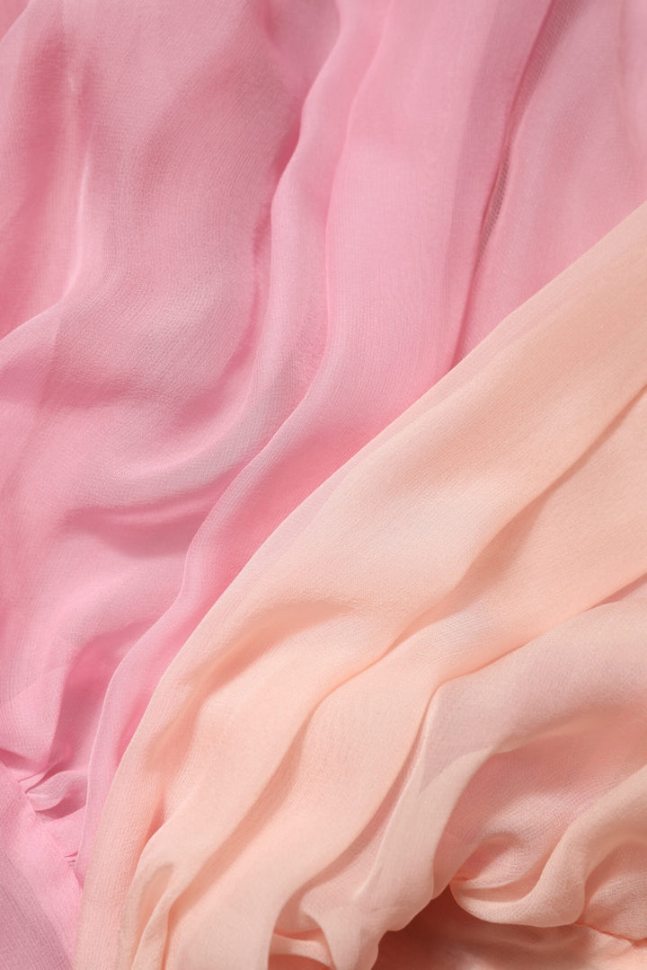 Pink Plunging V-neck Long Sleeves Blouse Top