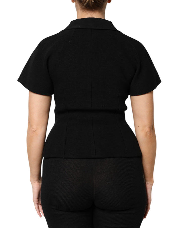 Black Wool Double Breasted Coat Jacket