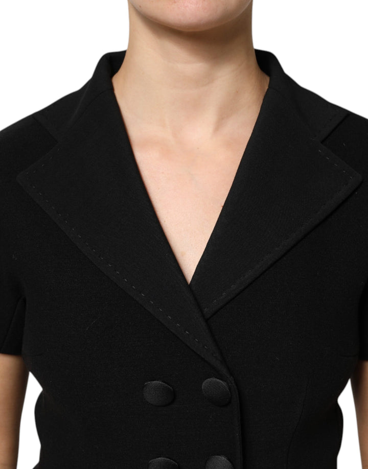 Black Wool Double Breasted Coat Jacket