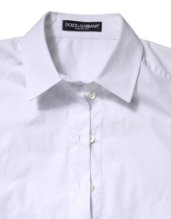 White Cotton Short Sleeves Collared Polo Top