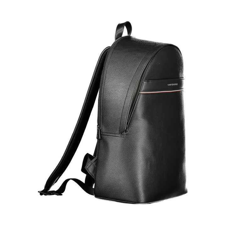 Black Polyester Men Backpack