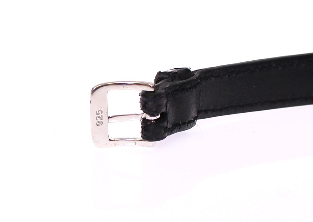 Nialaya Snakeskin CZ LOVE 925 Silver Bracelet