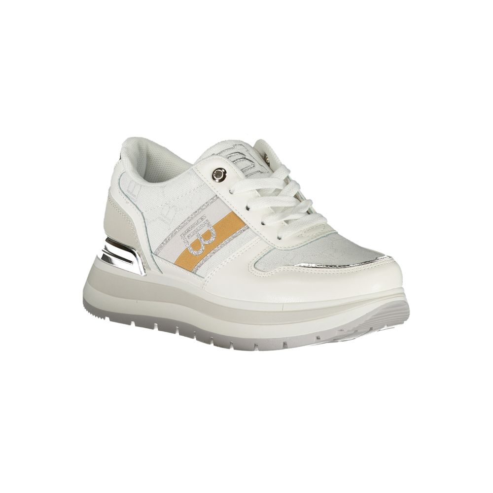 White Polyester Women Sneaker