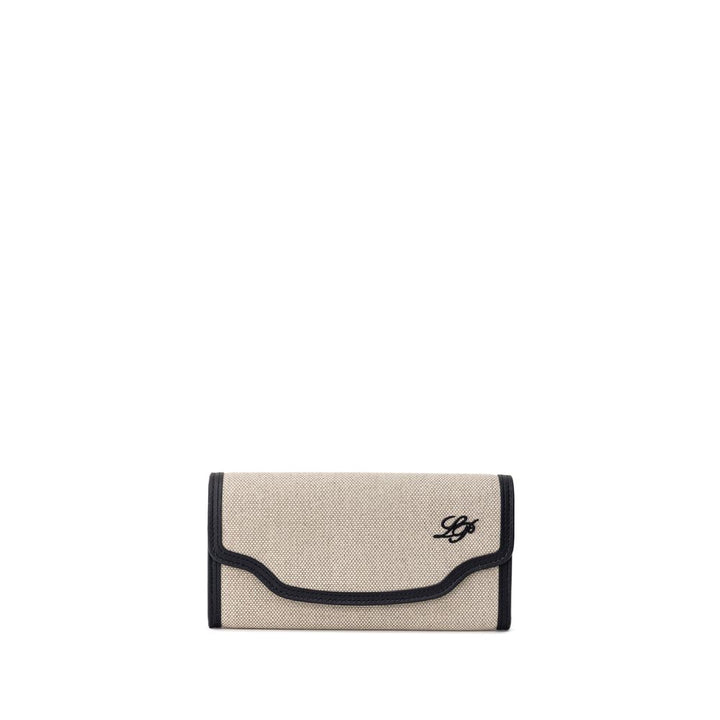 Beige Fabric And Leather Wallet