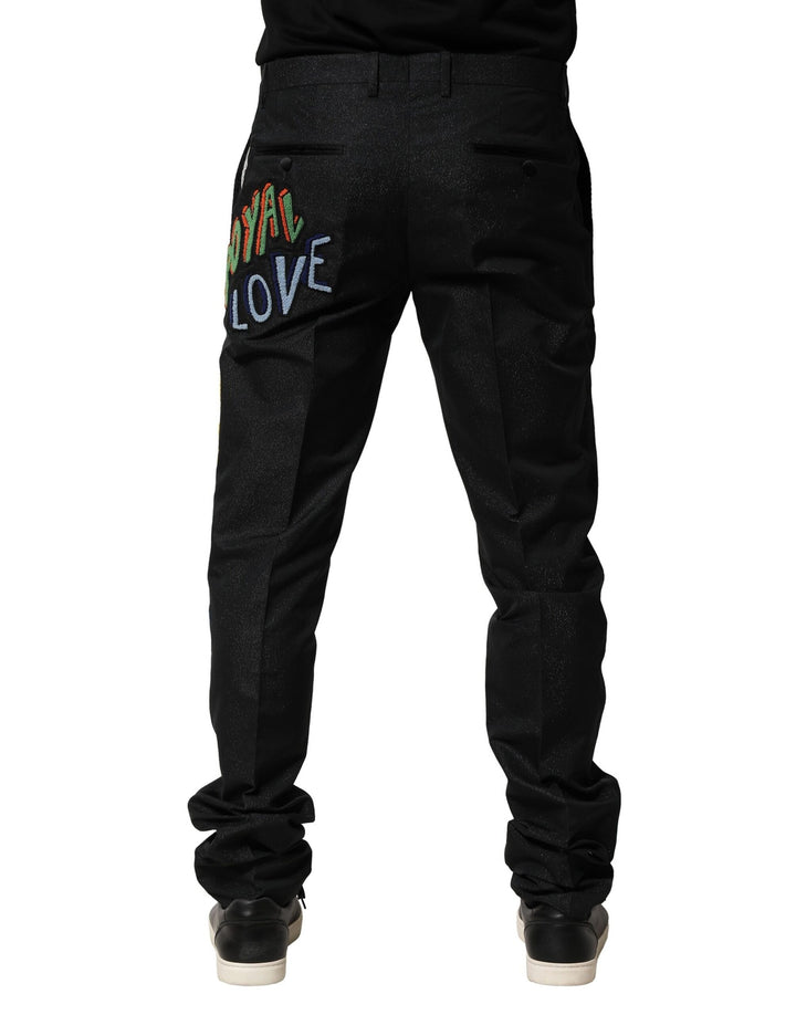 Black Graphic Embroidery Men Pants