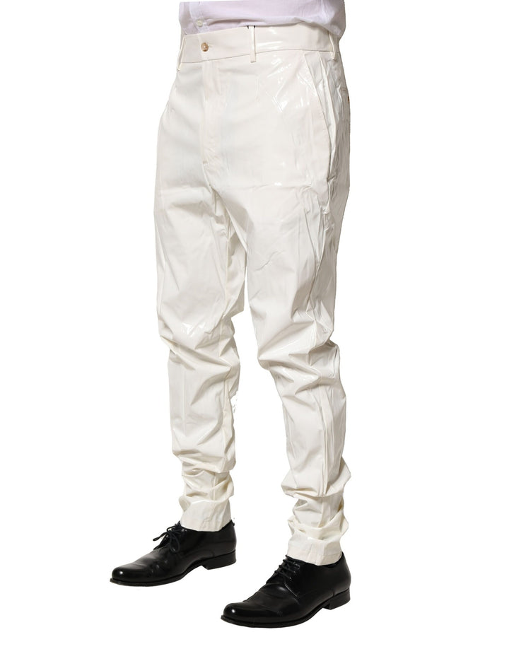 White Nylon Tapered Dress Men Pants