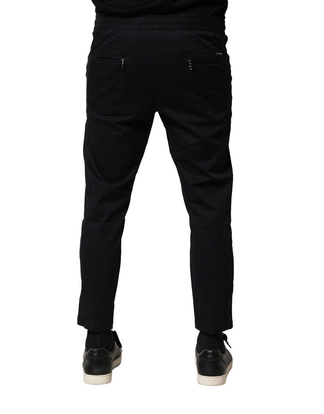 Black Cotton Mid Waist Jogger Pants