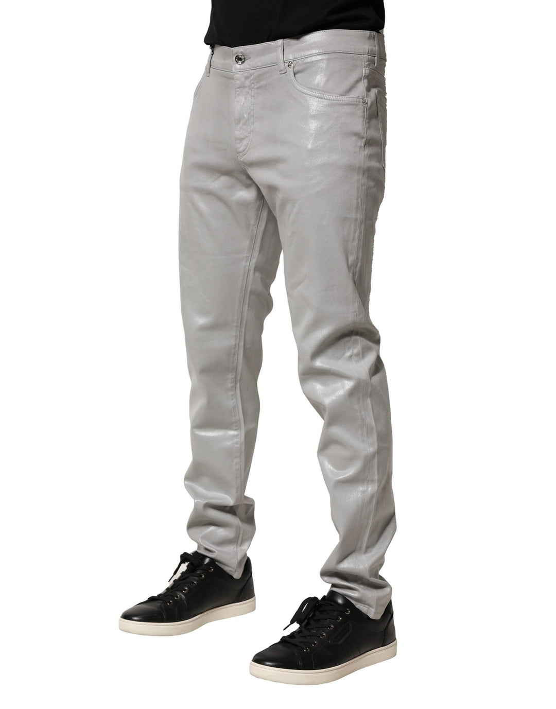 Silver Cotton Stretch Slim Denim Jeans