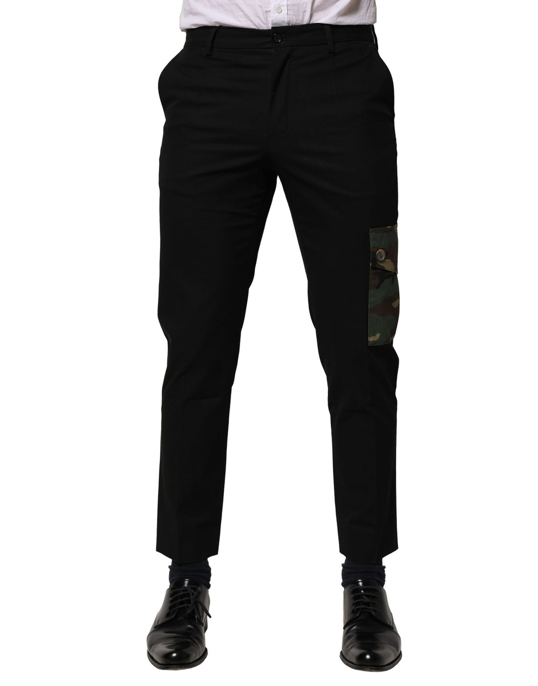Black Cotton Cargo Dress Men Pants
