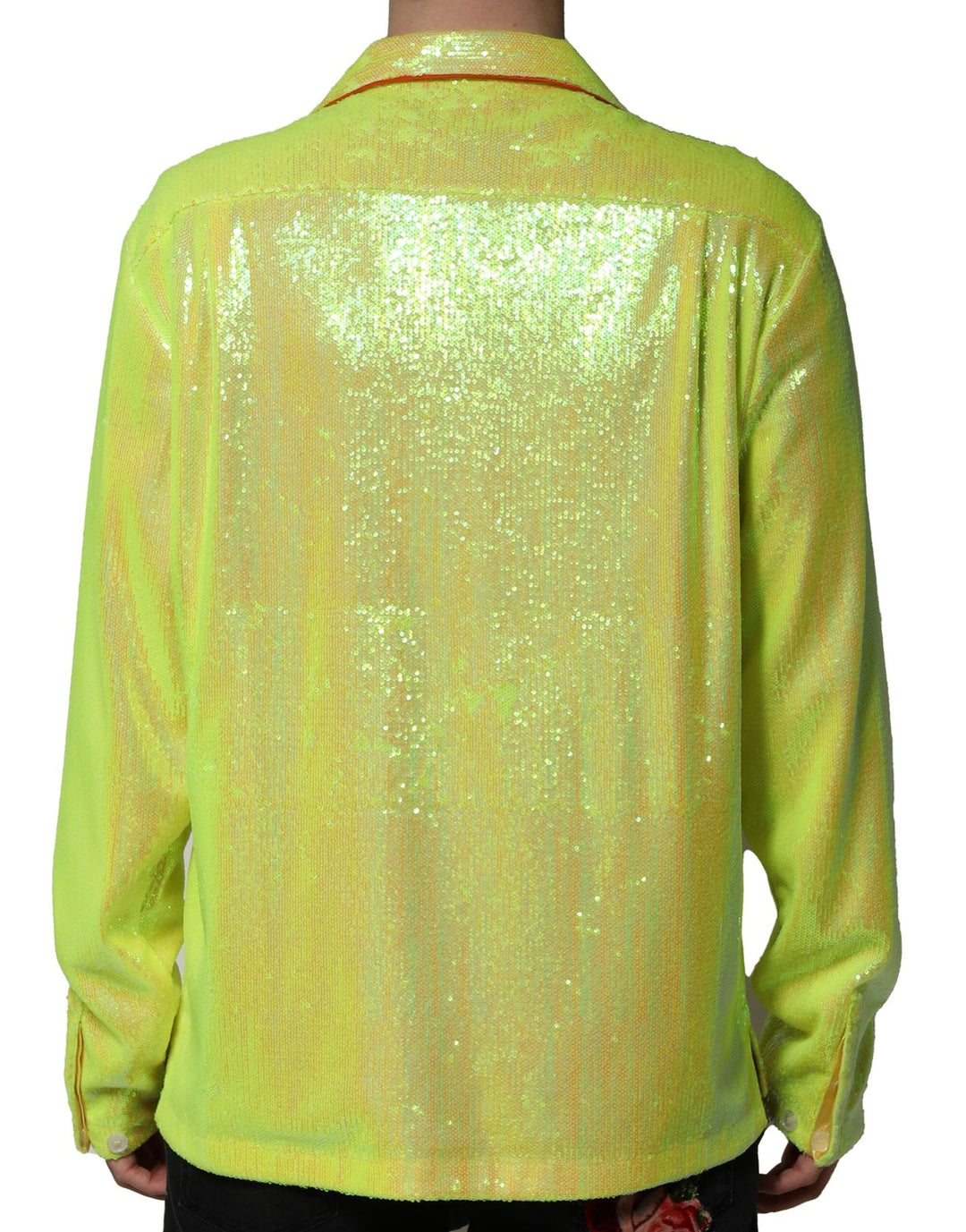 Yellow Sequin Polyester Lounge Casual Shirt