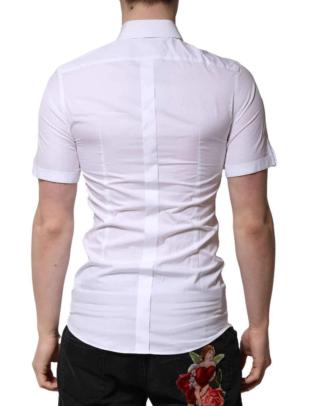 White Cotton Short Sleeves GOLD Casual Shirt
