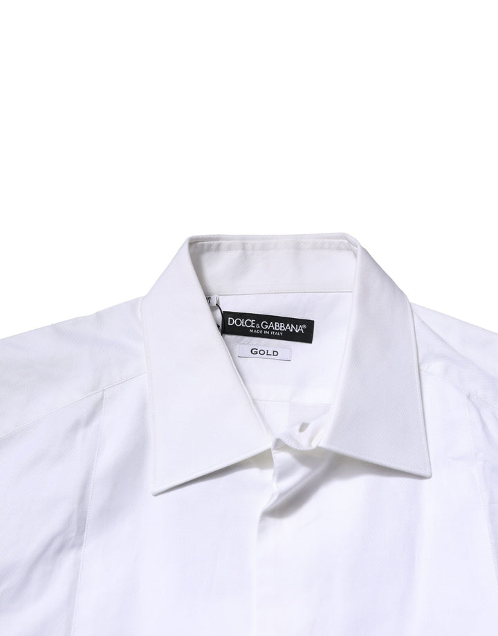 White Bib Cotton Poplin GOLD Men Formal Shirt