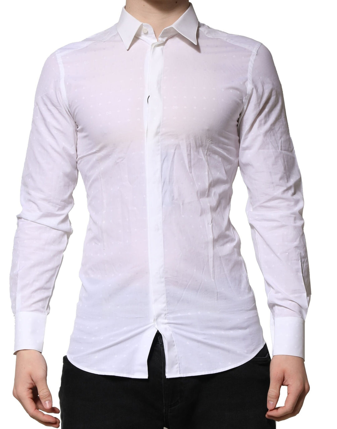 White GOLD Long Sleeves Dress Men Formal Shirt