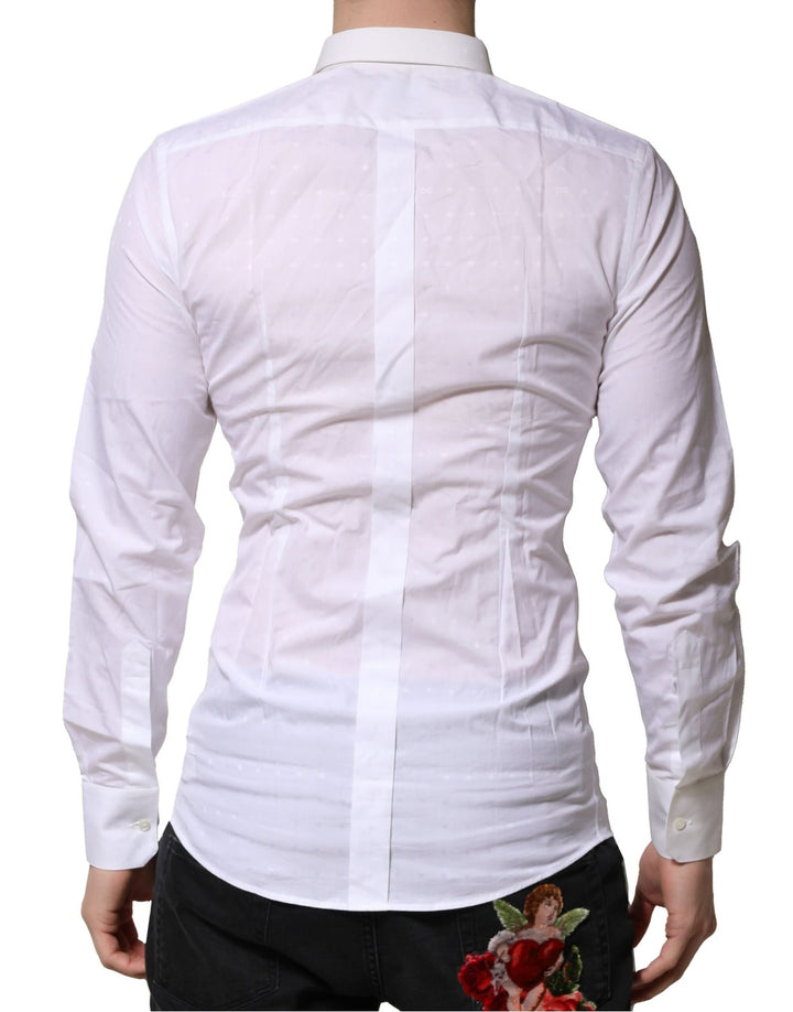 White GOLD Long Sleeves Dress Men Formal Shirt