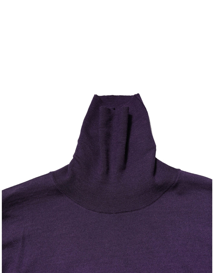 Purple Cashmere Turtleneck Pullover Sweater