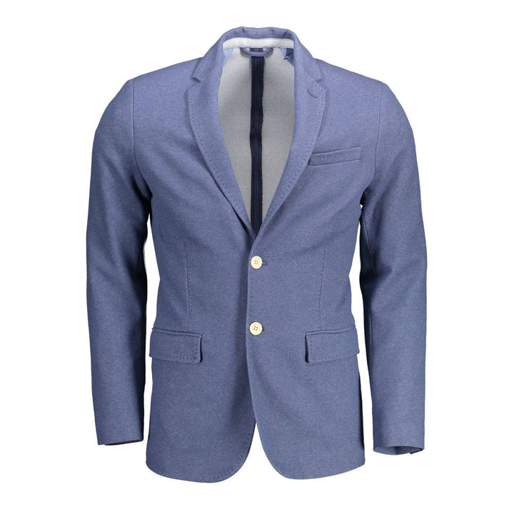Blue Cotton Men Jacket