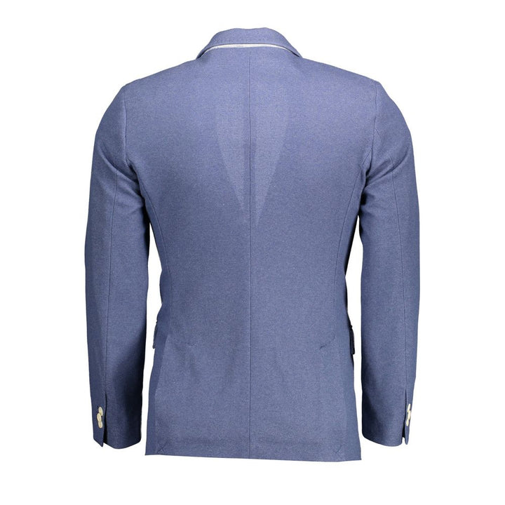 Blue Cotton Men Jacket