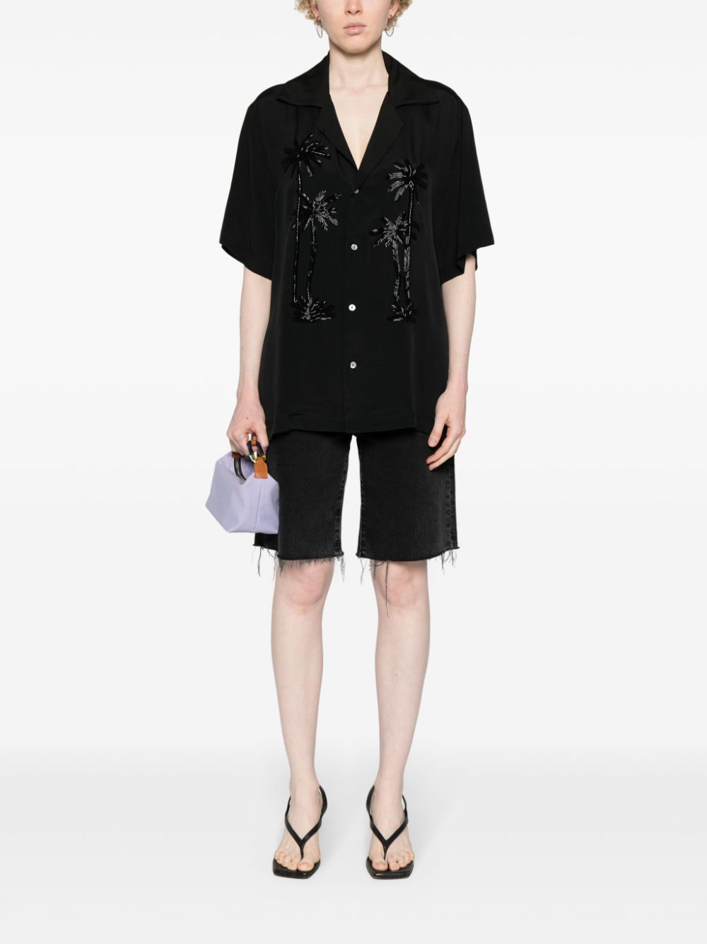 bead embellished camp-collar shirt-1