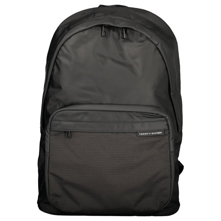 Black Polyester Men Backpack